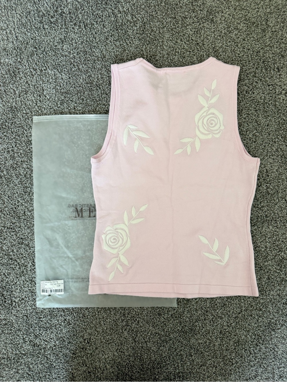 Meshki Light Pink Floral Appliqué Tank Top